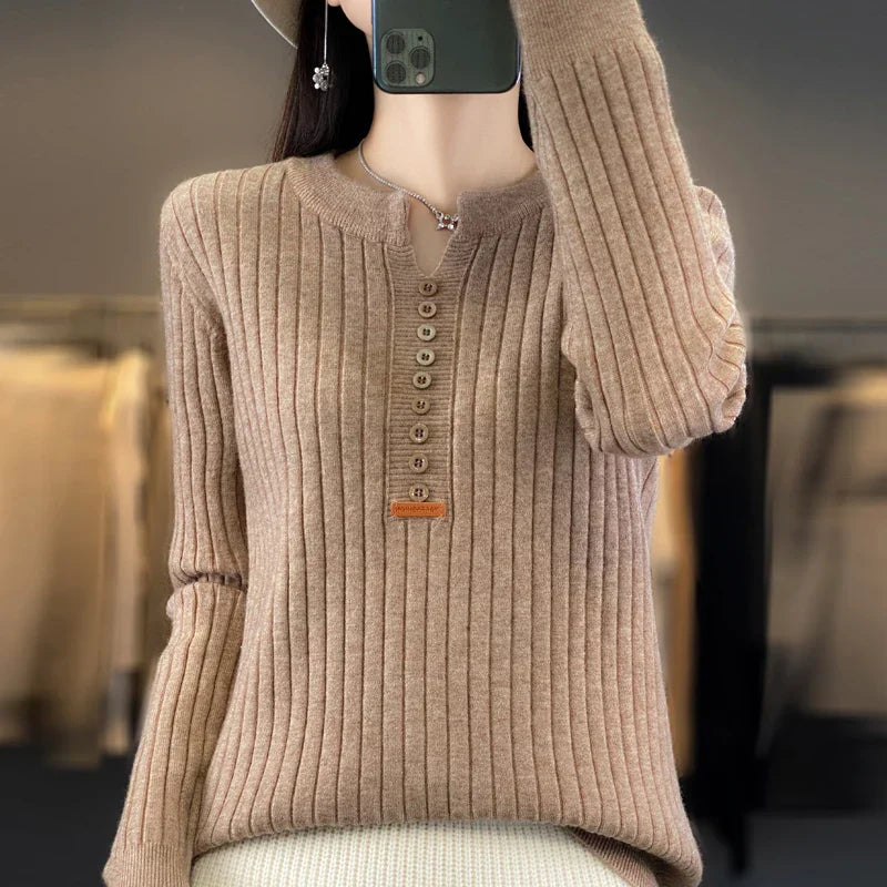 Suéter Casual Feminino de Botão