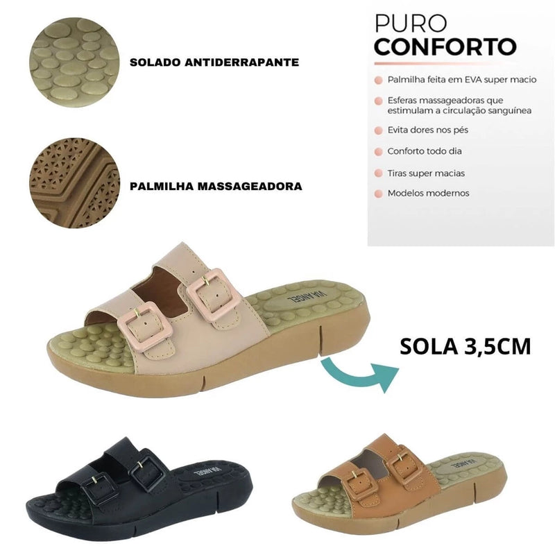 Chinelo Feminino Tamanco Ortopédico Esporão Macio Conforto Com Fivela Birk Via Angel 56.02