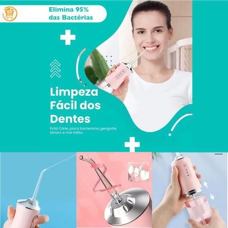 Irrigador Dental Oral Recarregavél 220ml Higiene Limpeza Bucal Portátil Limpador de Dente