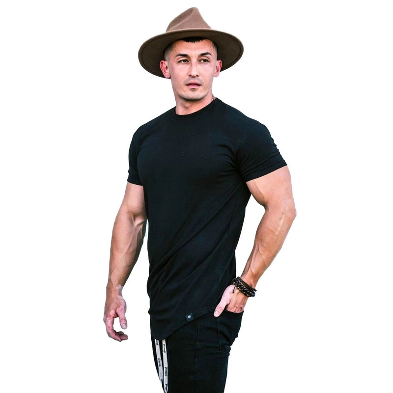 Men's Longline Swag Shirt Oversized Casul Blouse Training Gym Sport Leisure Fit Summer Fashion