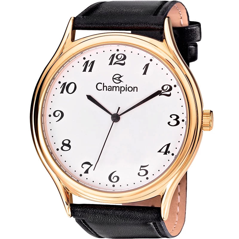 Champion Gold Leather Numerals Watch Cn20024b