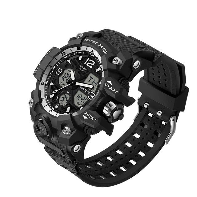 SANDA Brand Men's Watch Sport Waterproof Military Wrist Dual Display Digital Watch for Man