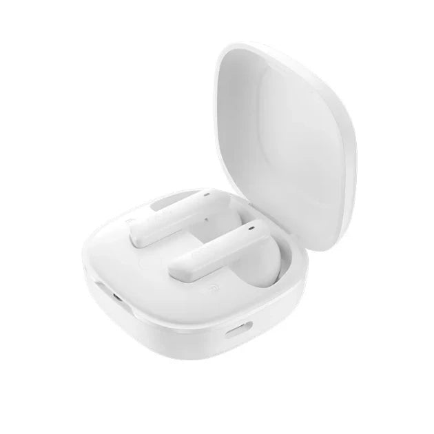 Fone de Ouvido QCY HT05 MeloBuds Bluetooth 5.2, Cancelamento de Ruído Ativo ANC - Preto e Branco