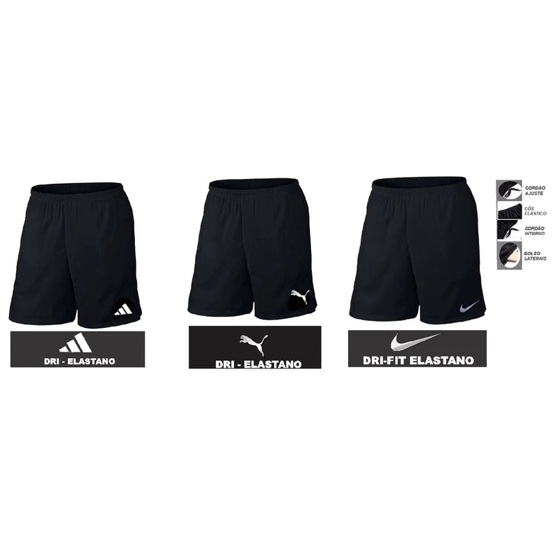 Bermuda Short Masculino Dri Fit Elastano - Academia Futebol Casual - P M G GG XG