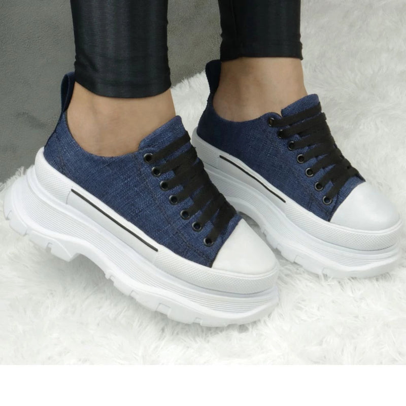 Tênis Plataforma Feminino Influencer Sola Alta Confortavél Leve Sneaker Casual Sophia