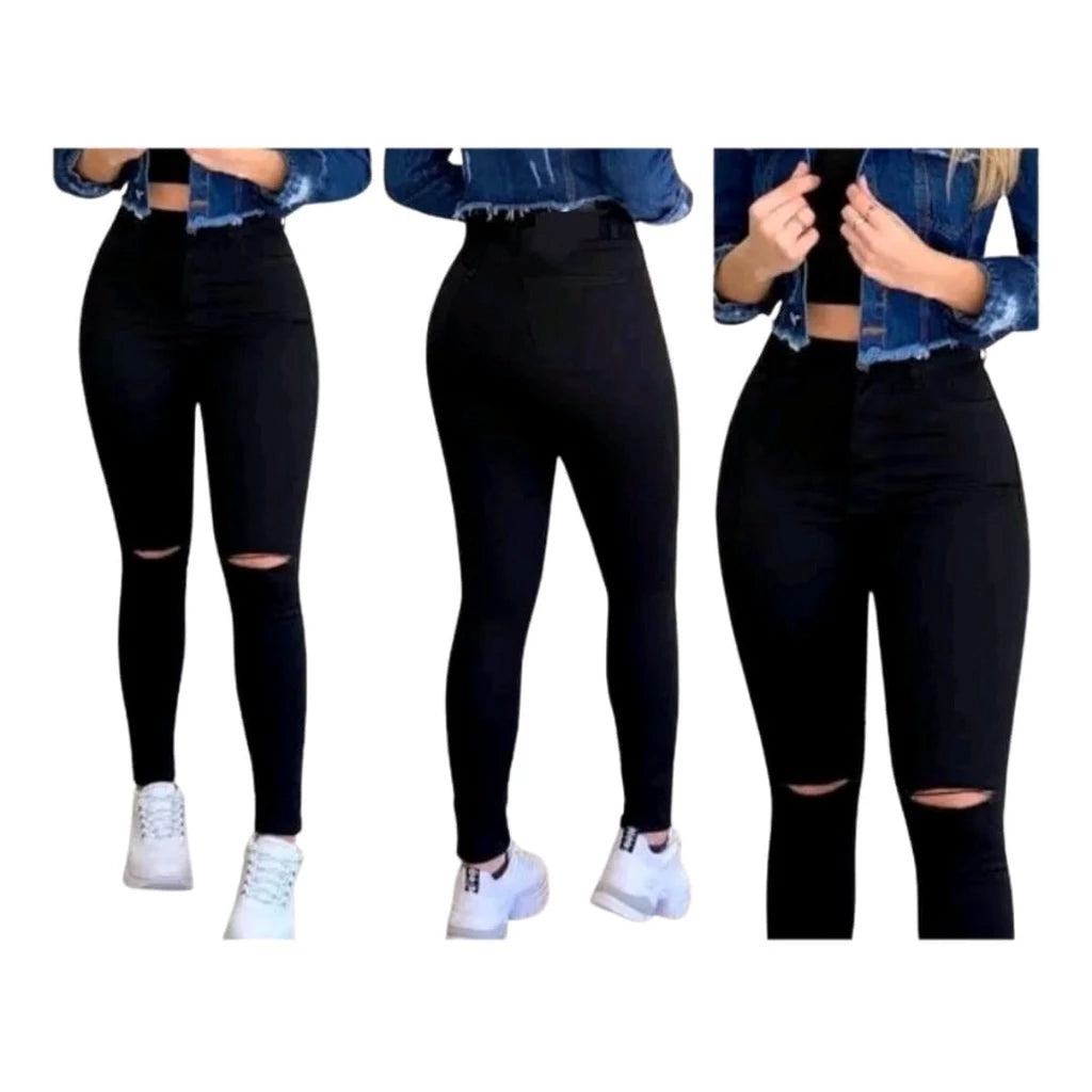 Calça Jeans Feminina Cintura Alta com Lycra Levanta Bumbum Skinny