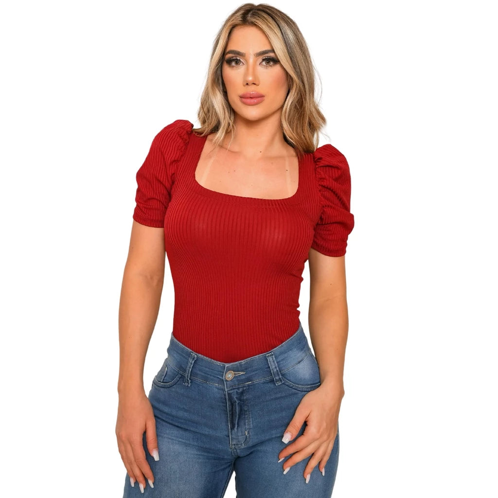 Women's Blouse Square Neckline Puffed Sleeves Evangelical Fashion