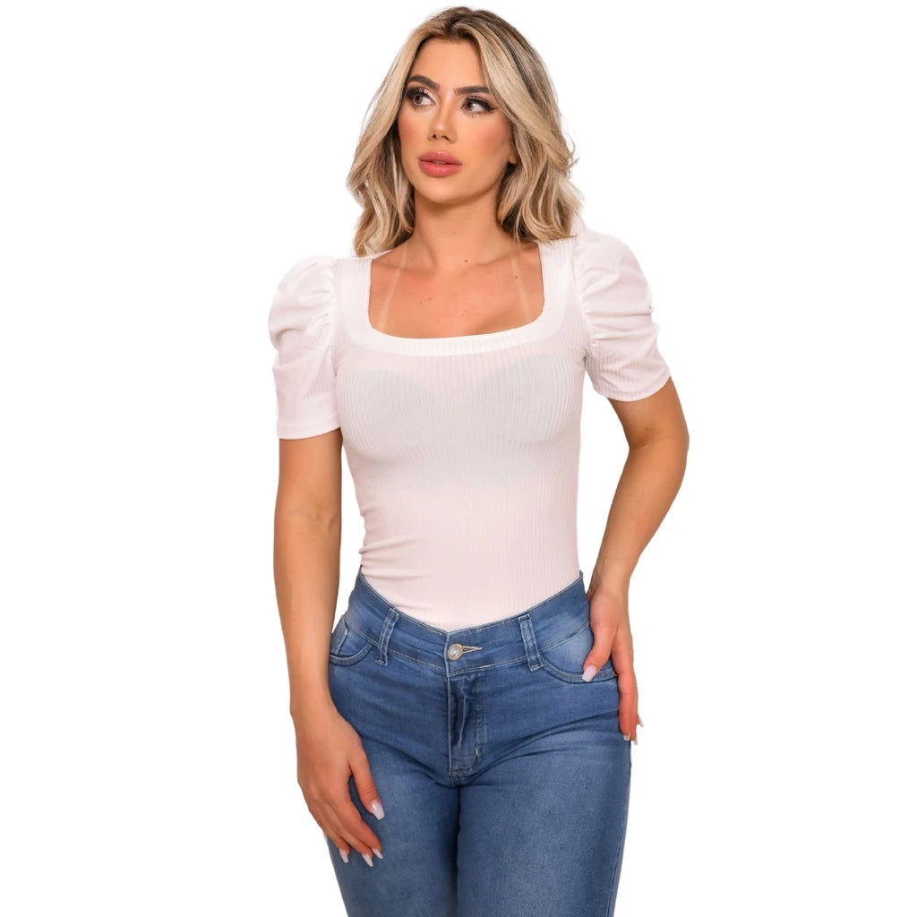 Women's Blouse Square Neckline Puffed Sleeves Evangelical Fashion