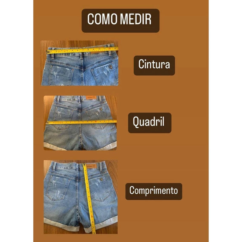 Short Meia Coxa 34 ao 48 Bermuda Jeans Meio Cinto Empina Bumbum