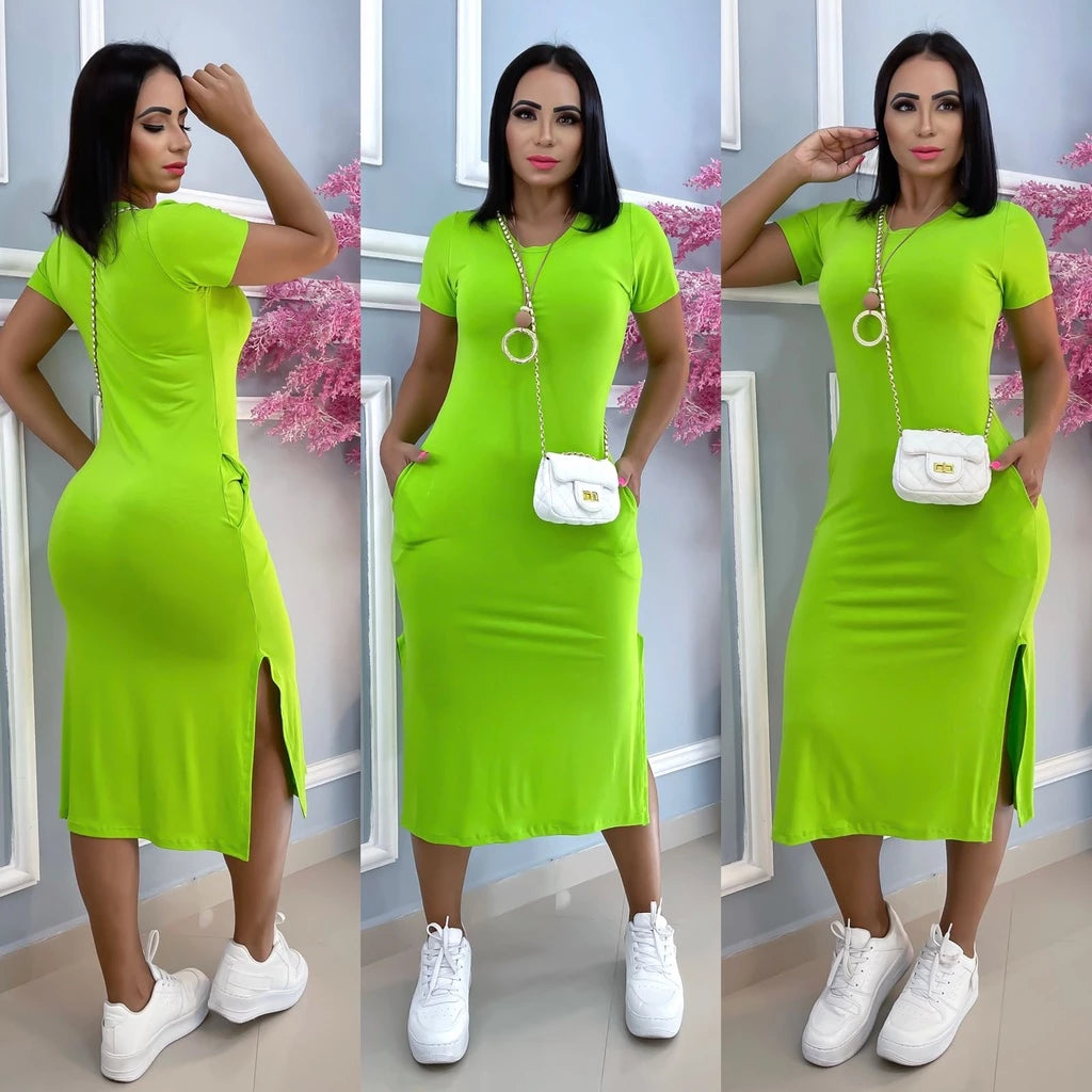 vestido feminino midi viscolycra como bolso tendência verão