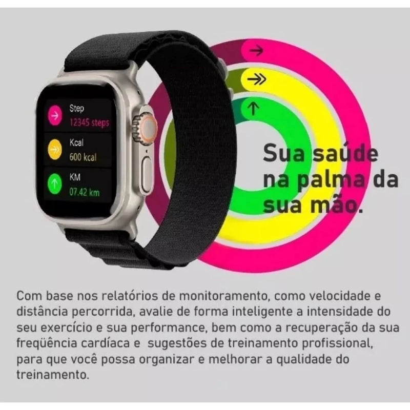 Smartwatch W68+ Ultra Max Watch 8 Ultra Max Relógio Inteligente Série 8 Tela 2.02 49mm Original Lançamento 2023 Película 3D