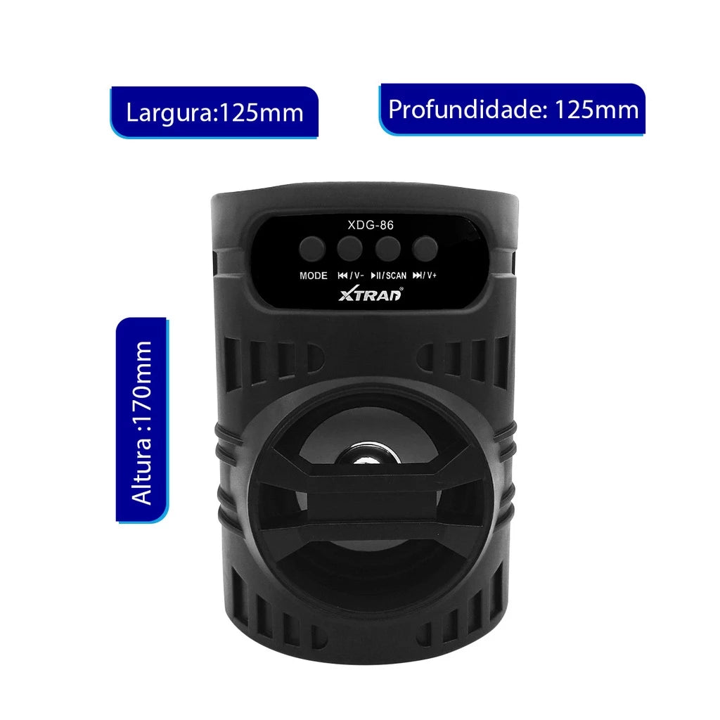 Caixa de som bluetooth Festa Portátil Caixinha Com LED XDG-86 Marca XTRAD