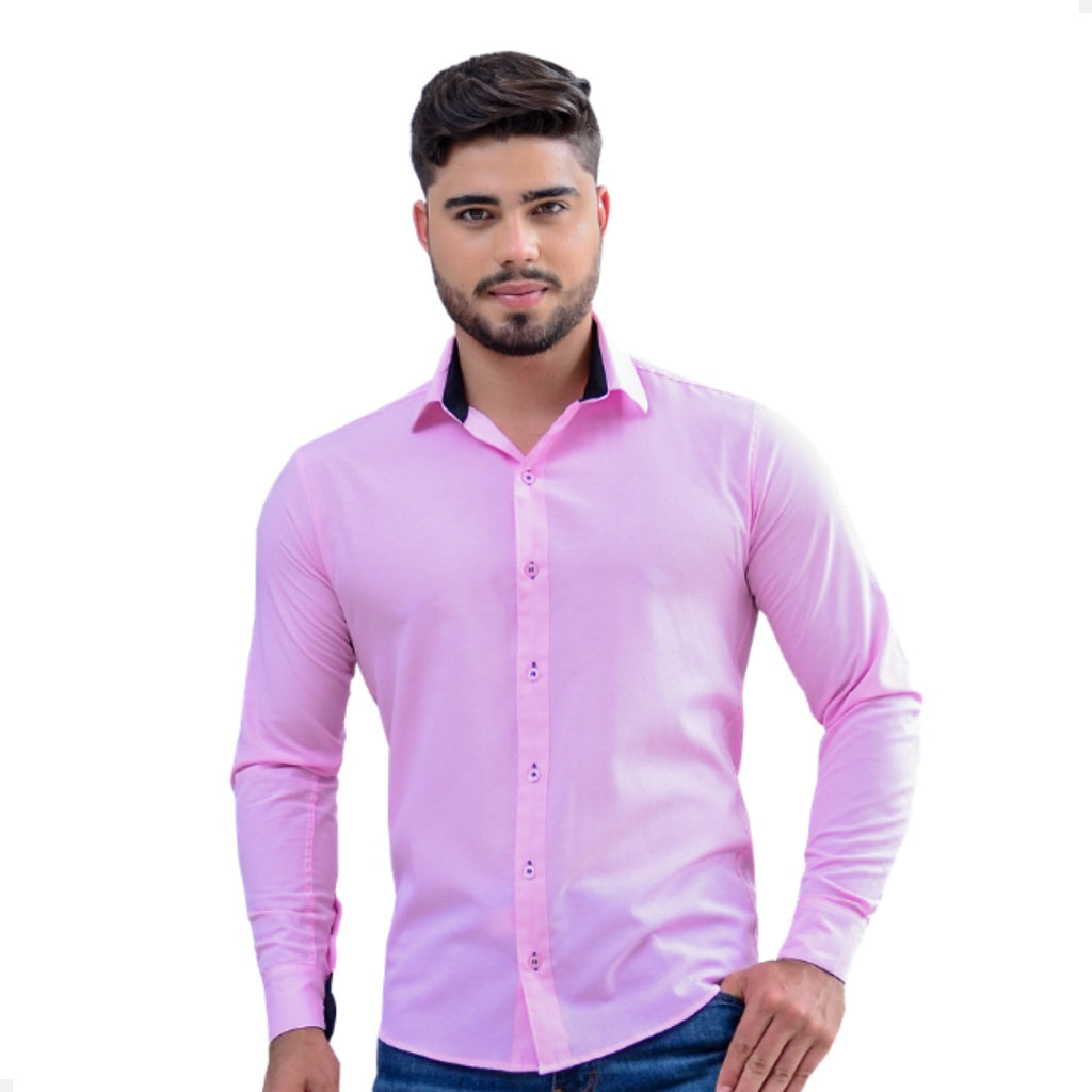 Camisa Social Masculina Manga Longa de Luxo Slim Fit