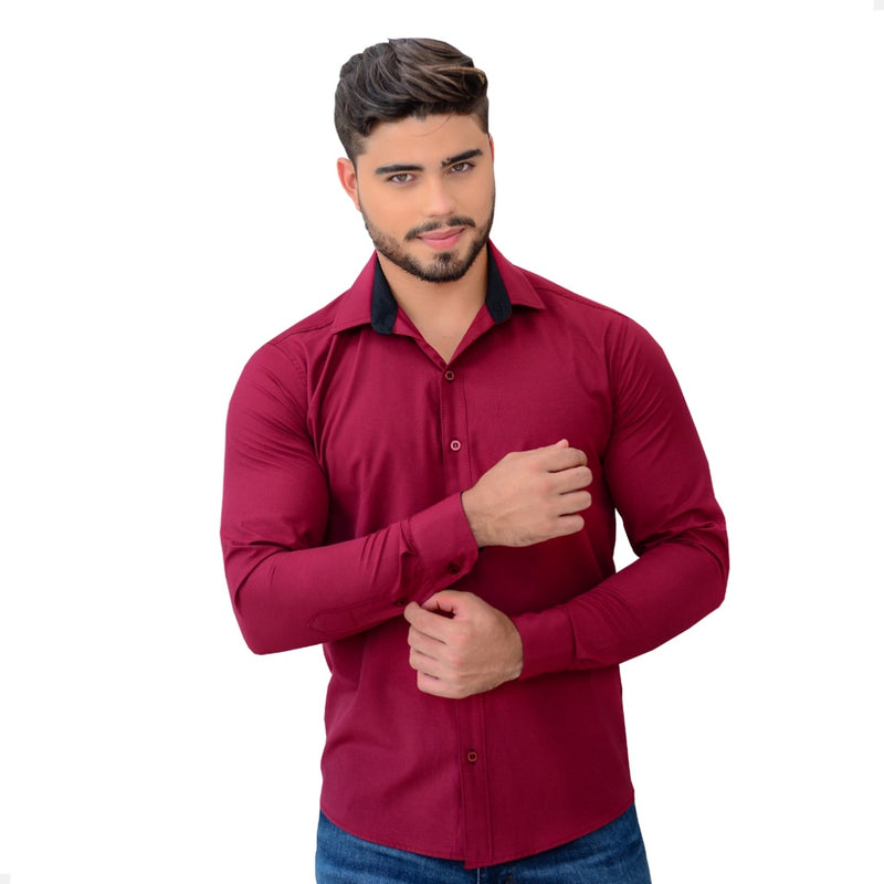 Camisa Social Masculina Manga Longa de Luxo Slim Fit