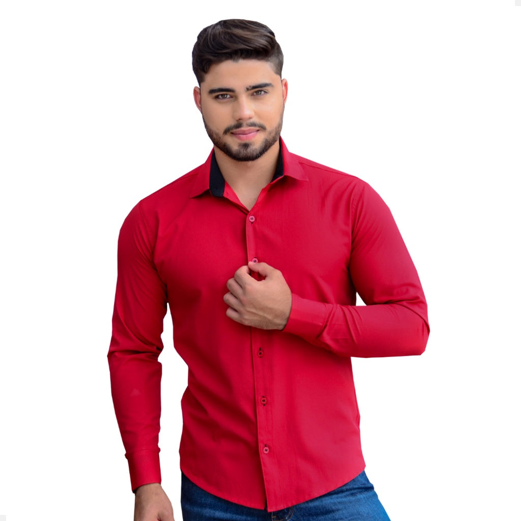 Camisa Social Masculina Manga Longa de Luxo Slim Fit