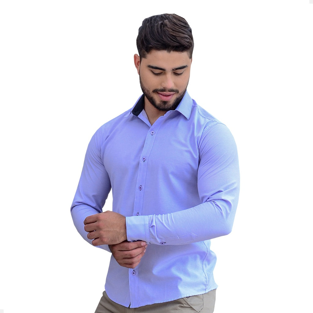 Camisa Social Masculina Manga Longa de Luxo Slim Fit