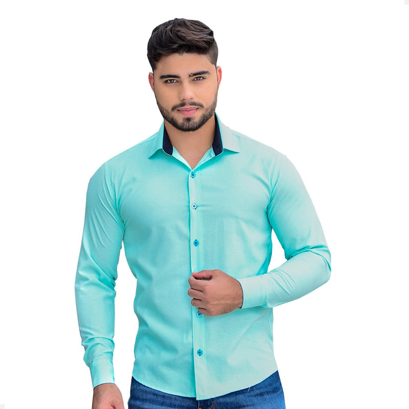 Camisa Social Masculina Manga Longa de Luxo Slim Fit