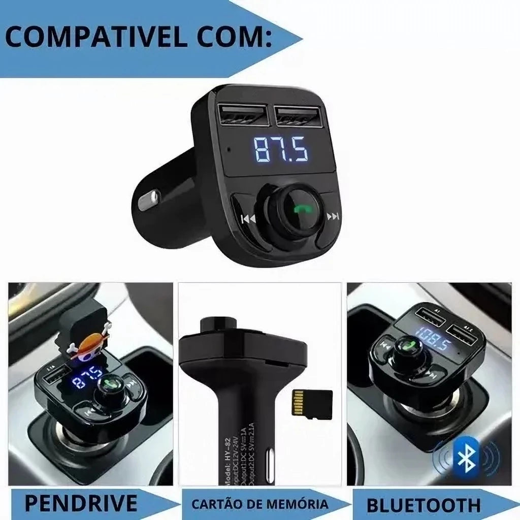 Adaptador Bluetooth Para Carro Transmissor FM - X8