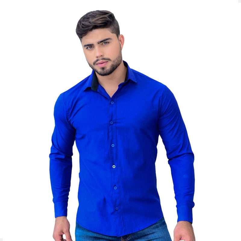 Camisa Social Masculina Manga Longa de Luxo Slim Fit