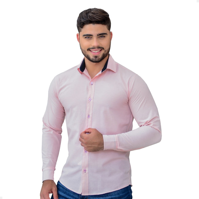 Camisa Social Masculina Manga Longa de Luxo Slim Fit