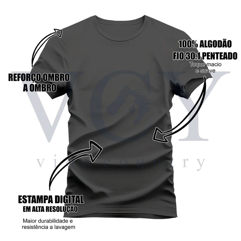 Camiseta Estampada 100% Algodão Unissex T-shirt Confortável V C Y Casual