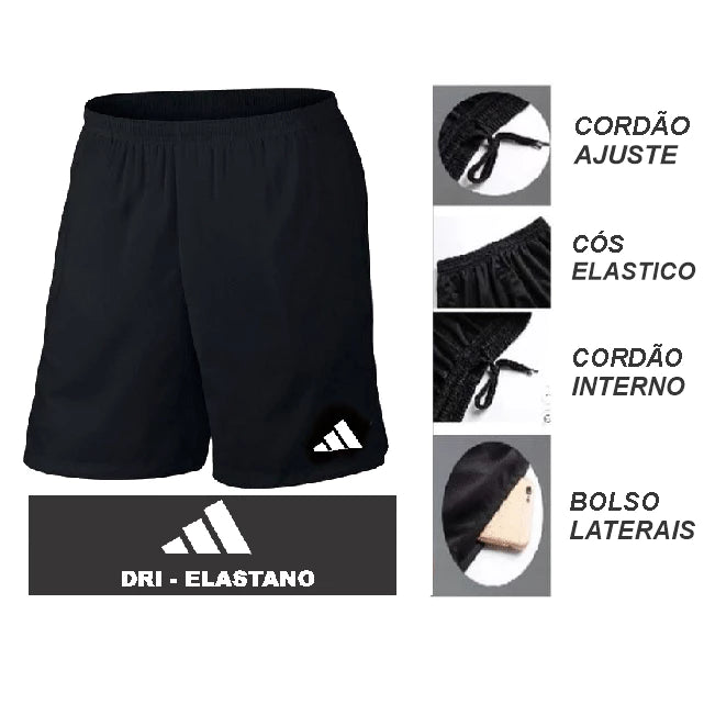 Bermuda Short Masculino Dri Fit Elastano - Academia Futebol Casual - P M G GG XG