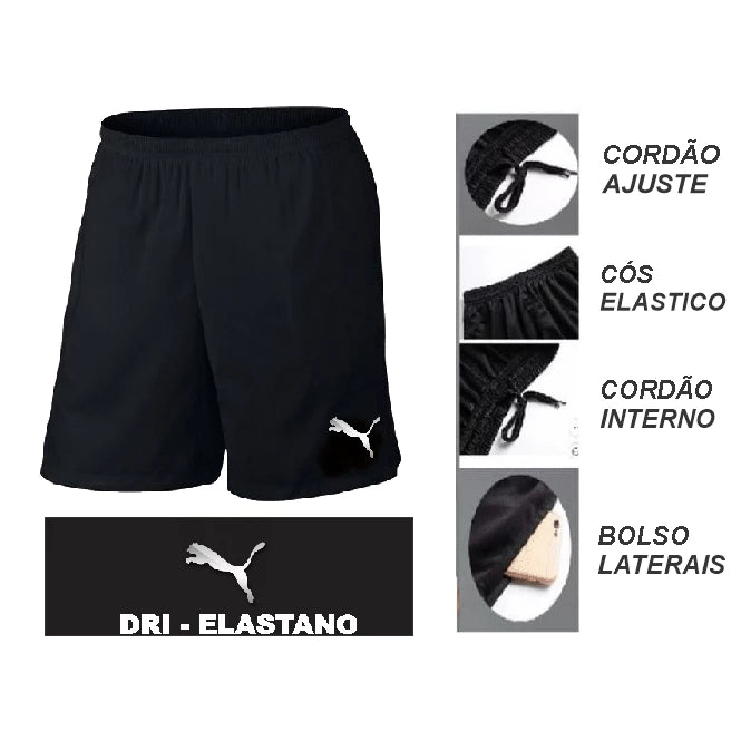 Bermuda Short Masculino Dri Fit Elastano - Academia Futebol Casual - P M G GG XG