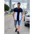 Camisa Longline masculina listrada Oversized em algodão fio 30.1 Penteado, camiseta Longline.