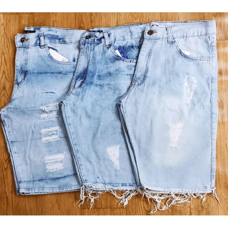 Premium slim ripped men's denim shorts