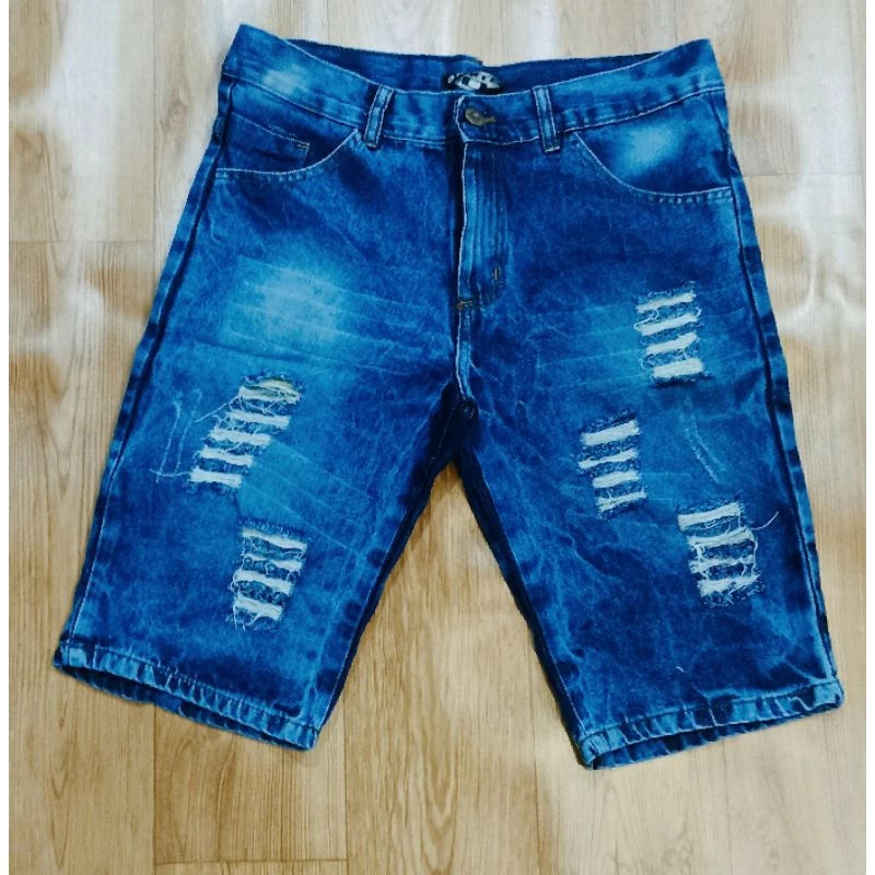 Premium slim ripped men's denim shorts