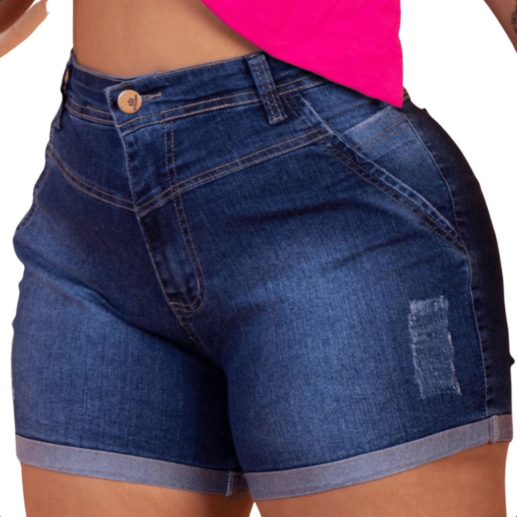 Women's Plus Size Jeans Shorts High Waist Lifts Butt With Lycra