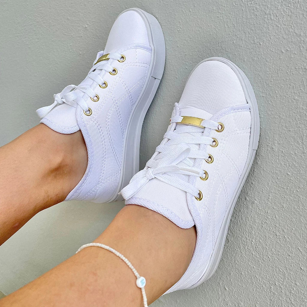 Women's White Sneakers - Casual Women's Tennis - Shoe - Comfort and Quality