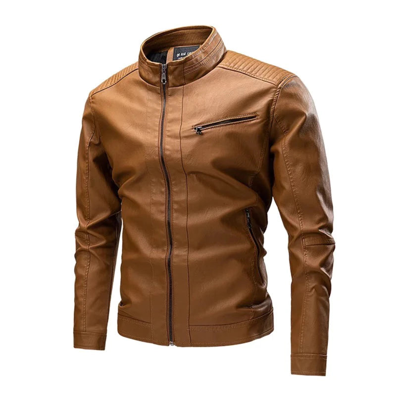 Jaqueta De Couro Forrada Masculina Moda Inverno Motoqueiro Frio