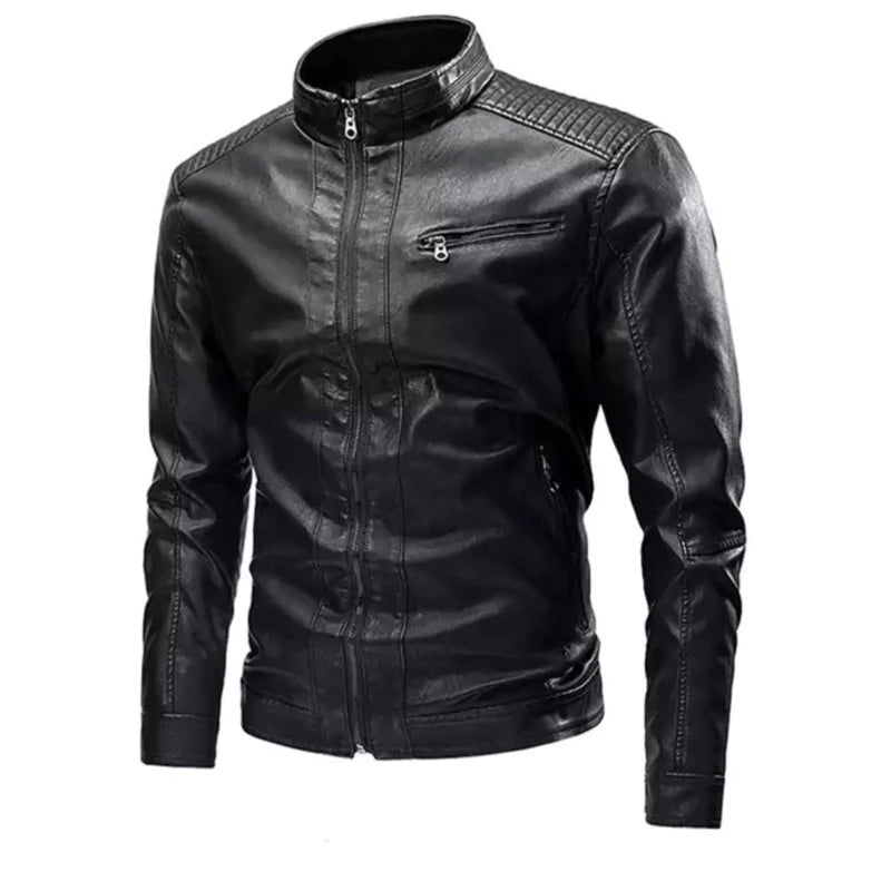 Jaqueta De Couro Forrada Masculina Moda Inverno Motoqueiro Frio