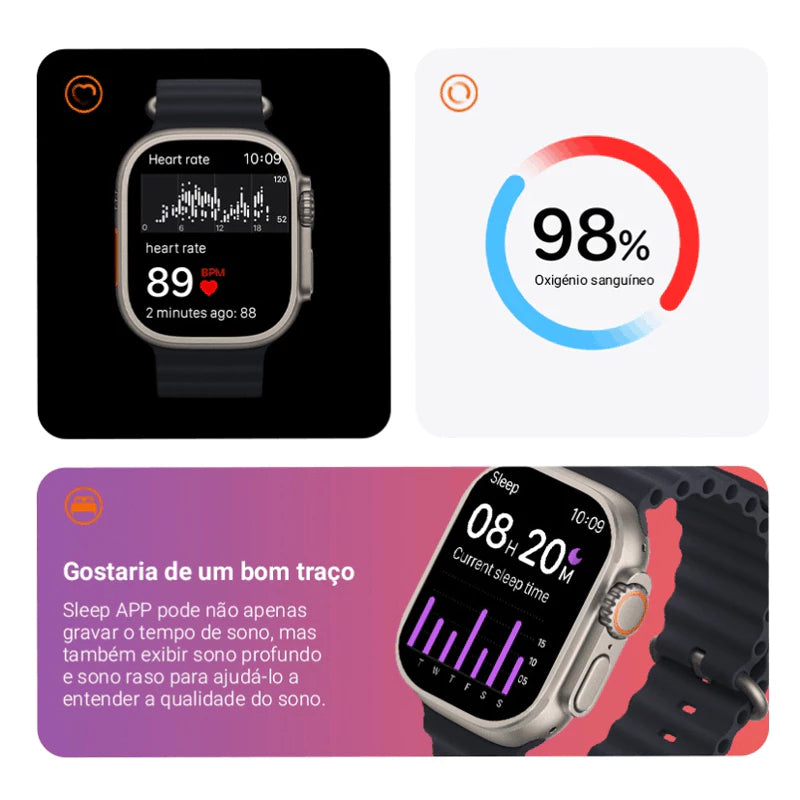 Smartwatch KD99 Série 8 Ultra Relógio Inteligente Bluetooth IWO S8 Monitor Fitness T800