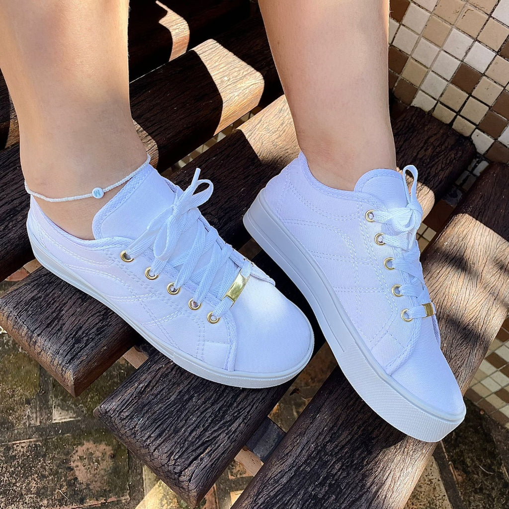 Women's White Sneakers - Casual Women's Tennis - Shoe - Comfort and Quality