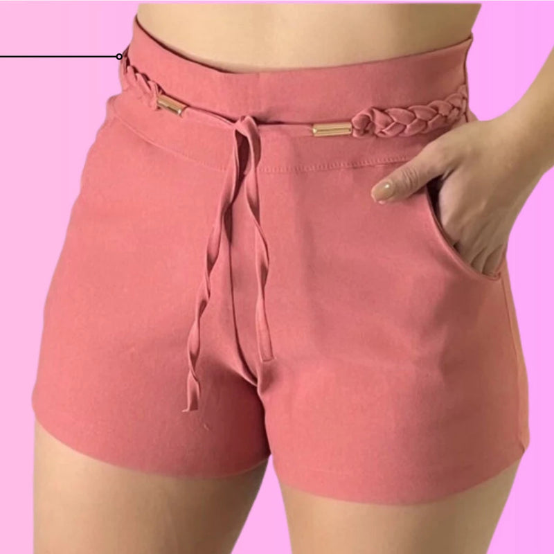 Short Bengaline Laço Feminino Tendência Verão