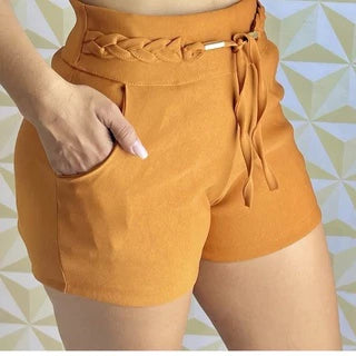 Short Bengaline Laço Feminino Tendência Verão