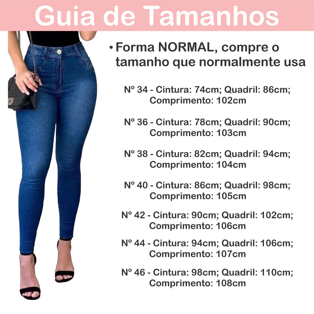 Calça Jeans Feminina Com Elastano Efeito Levanta Bumbum Skinny Cintura Alta