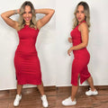 Midi Dress Regatta with Ribbed Side Slit for Women from S to XXL