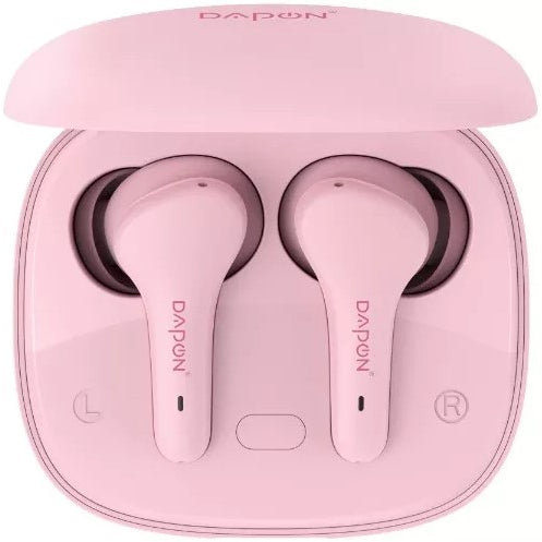 QCY Dapon T11 Compact Headphones - Bluetooth 5.1 Game Mode - Pink, Black and White