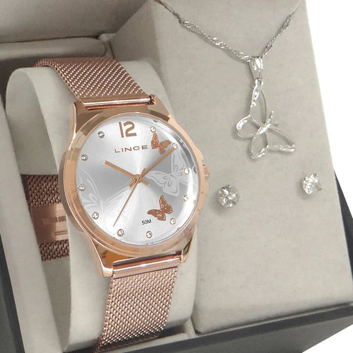 Relógio Lince Feminino Rose Gold Barato Original