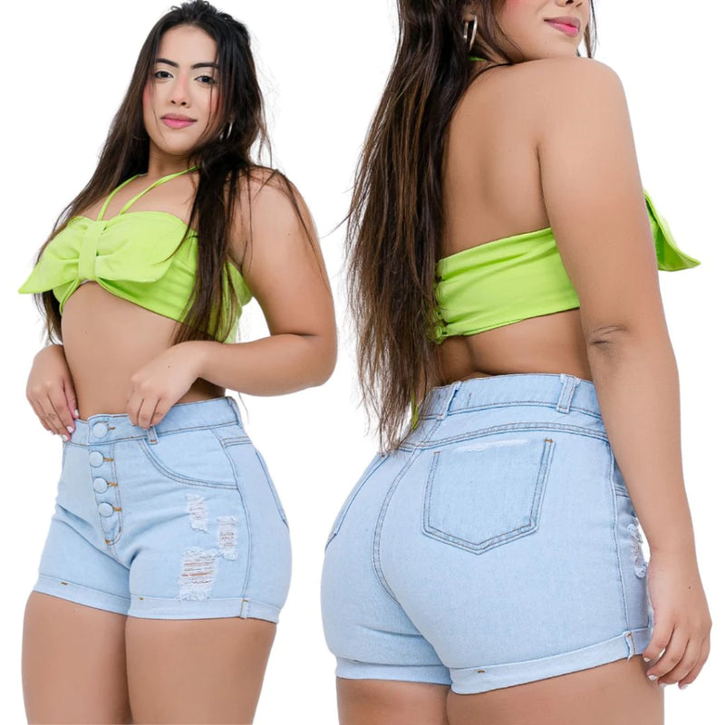 Women's Short Mom Jeans High Waist Empina Bum Bum