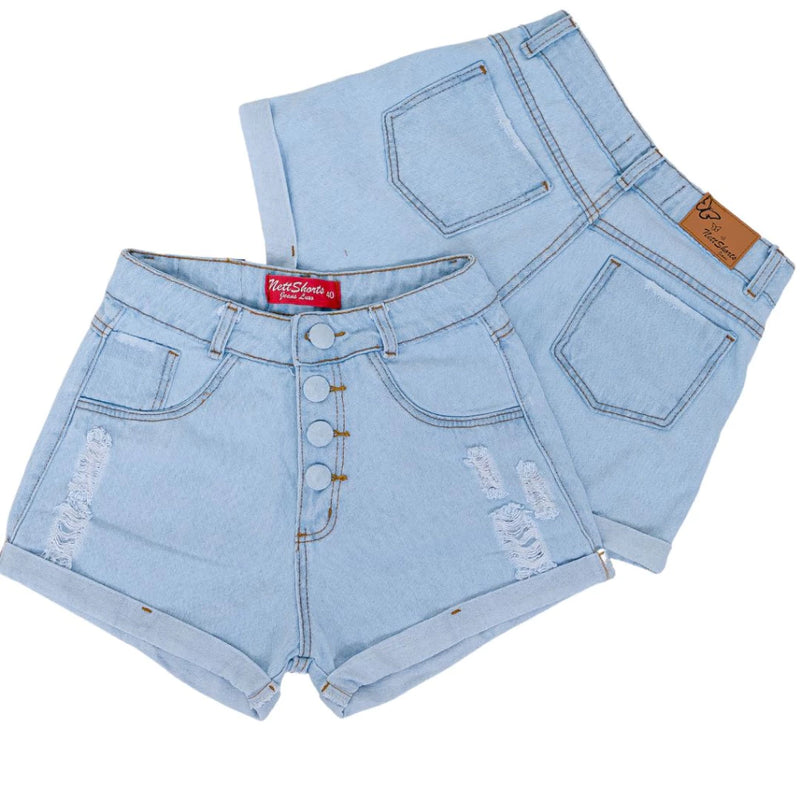 Short Mom Jeans Feminino Cintura Alta Empina Bum Bum