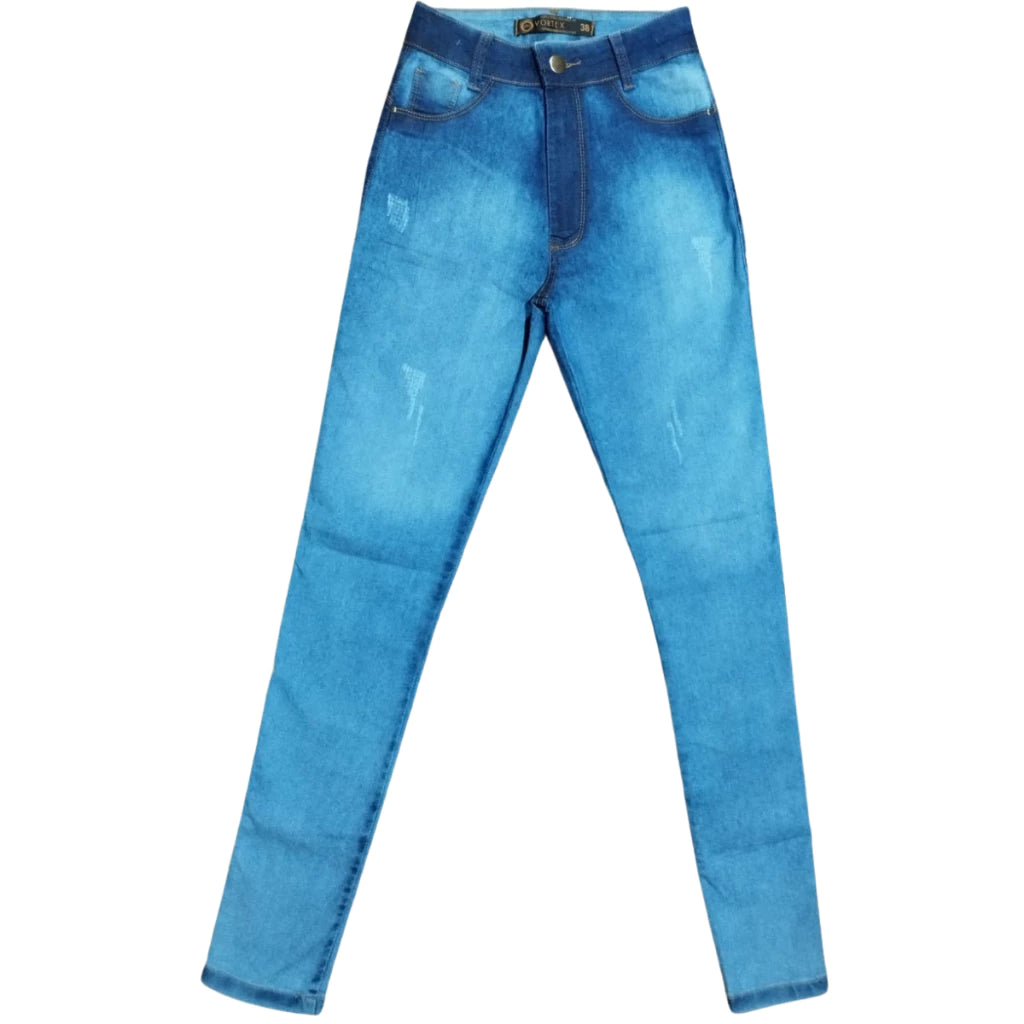 Kit 2 Calças Cós Alto Jeans Feminino Com Elastano Até o Umbigo Skinny Veste bem Modelagem Levanta Bumbum