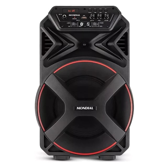 Caixa De Som Amplificada Mondial Portátil Bivolt Com Bluetooth USB e Rádio FM CM-250 Potência 250W Display Digital Preto