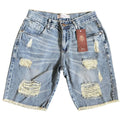 men's ripped denim shorts, destroyed style slim fit