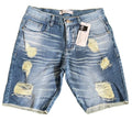 men's ripped denim shorts, destroyed style slim fit