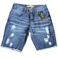 men's ripped denim shorts, destroyed style slim fit