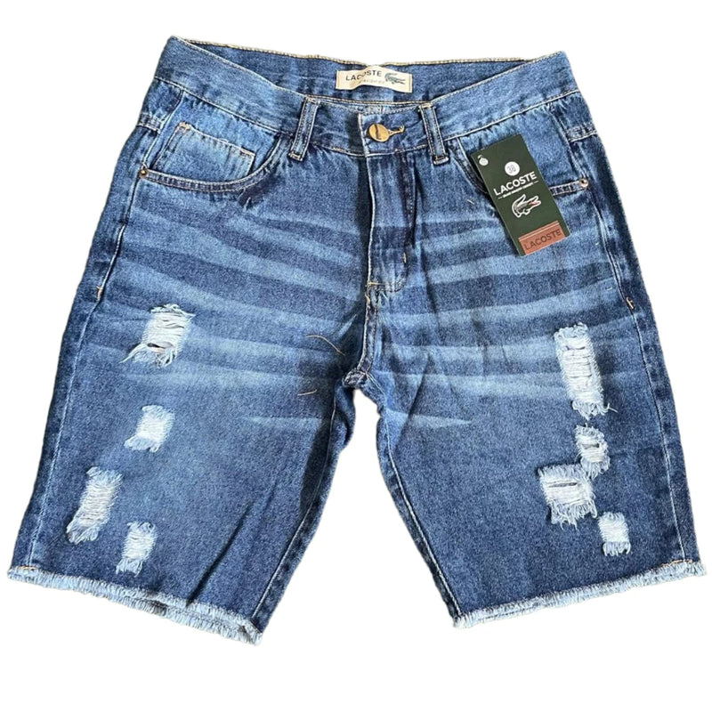 Bermudas masculina jeans rasgado estilo destroied slim fit